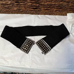 Y2K Stretch Belt With Rhinestone Clip Lock Buckle